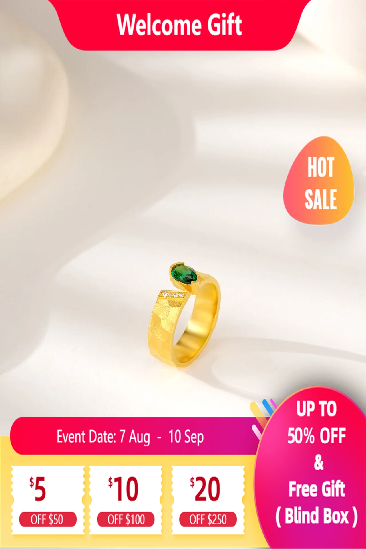 Lium Gems 24K Gold Vermeil Adjustable Created Green Lab Diamond Rings - 925 Sterling Silver Stacking Rings for Women
Lium Gems 24K Gold Vermeil Adjustable Created Green Lab Diamond Rings - 925 Sterling Silver Stacking Rings for Women