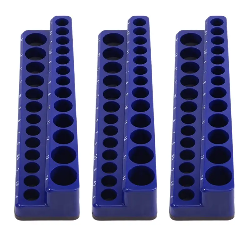 A59Z-Socket Holder 1/4" Inch Drive Metric/ Socket Organizer Installation Tool Kit 3PCS Blue