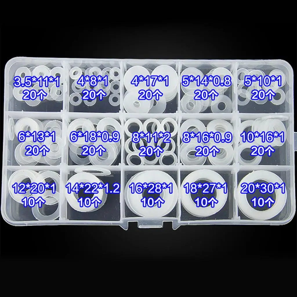 White Nylon Flat Washer Gasket O Ring Seal Ring Assortment Kit for Mechanical Repairs
White Nylon Flat Washer Gasket O Ring Seal Ring Assortment Kit for Mechanical Repairs