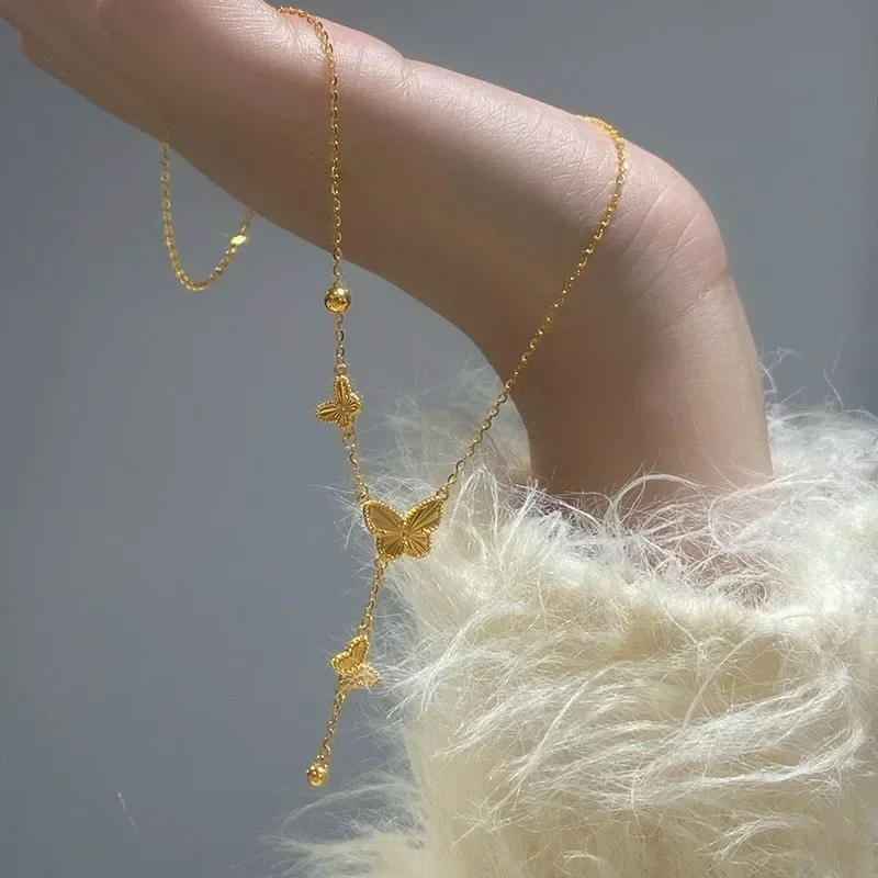 9999 Real Gold 24K Butterfly Necklace Women's Fashion Versatile Laser Butterfly Bracelet Earrings Gold Jewelry
9999 Real Gold 24K Butterfly Necklace Women's Fashion Versatile Laser Butterfly Bracelet Earrings Gold Jewelry