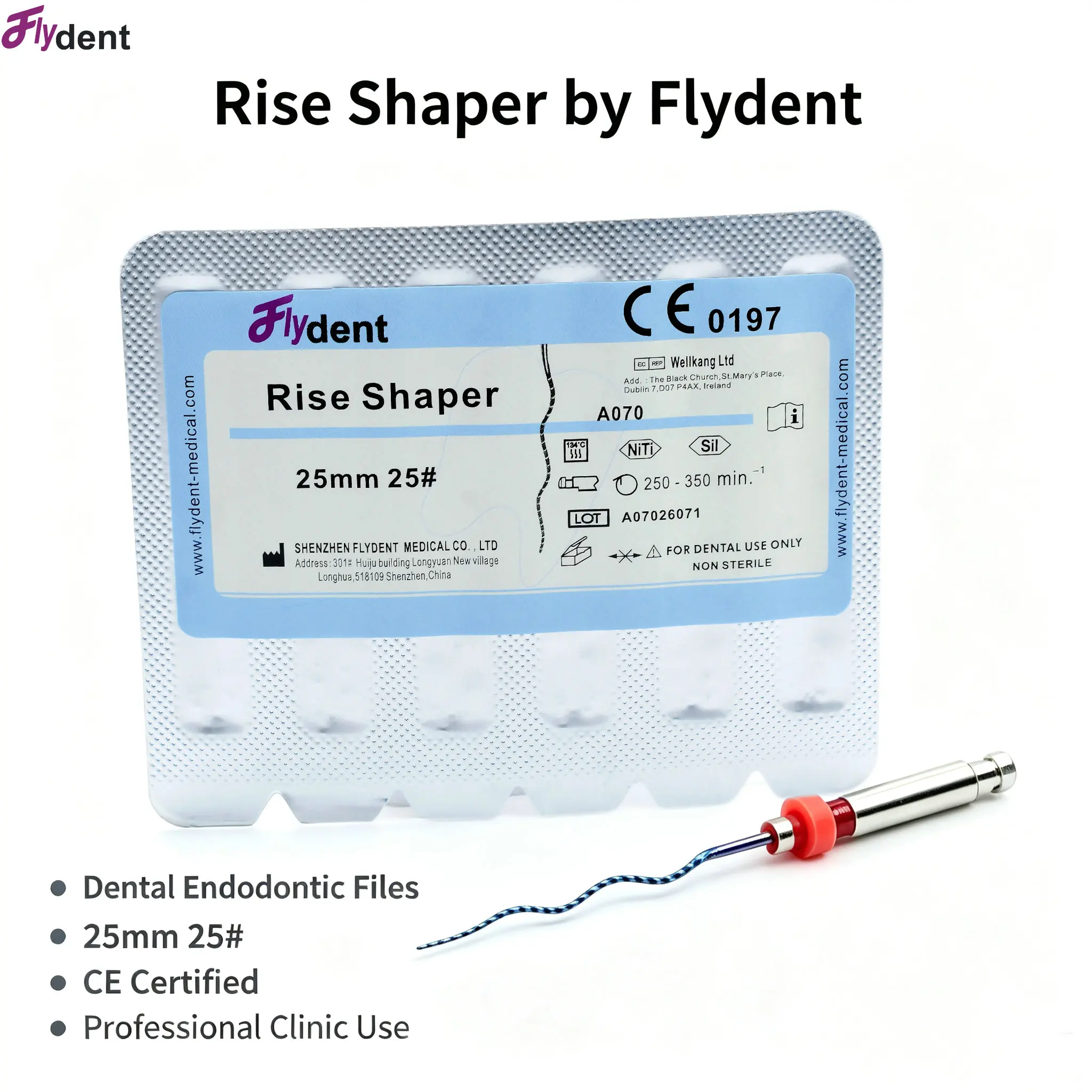 6Pcs/Box Dental Rise Shaper NiTi Files Blue Heat Activation File Dentistry Final Cleaning for Root Canal Preparation
6Pcs/Box Dental Rise Shaper NiTi Files Blue Heat Activation File Dentistry Final Cleaning for Root Canal Preparation