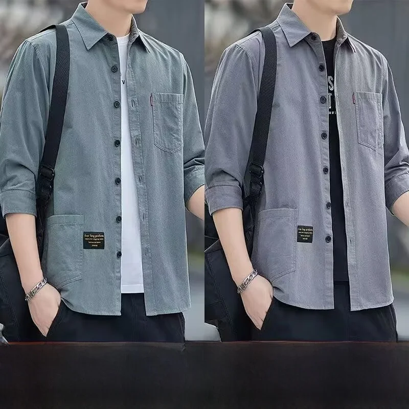 Men's Summer Thin Short Sleeve Shirt Five-Quarter Length Workwear Casual Loose Fit Youthful Style Color-Woven Pure-Cotton
Men's Summer Thin Short Sleeve Shirt Five-Quarter Length Workwear Casual Loose Fit Youthful Style Color-Woven Pure-Cotton