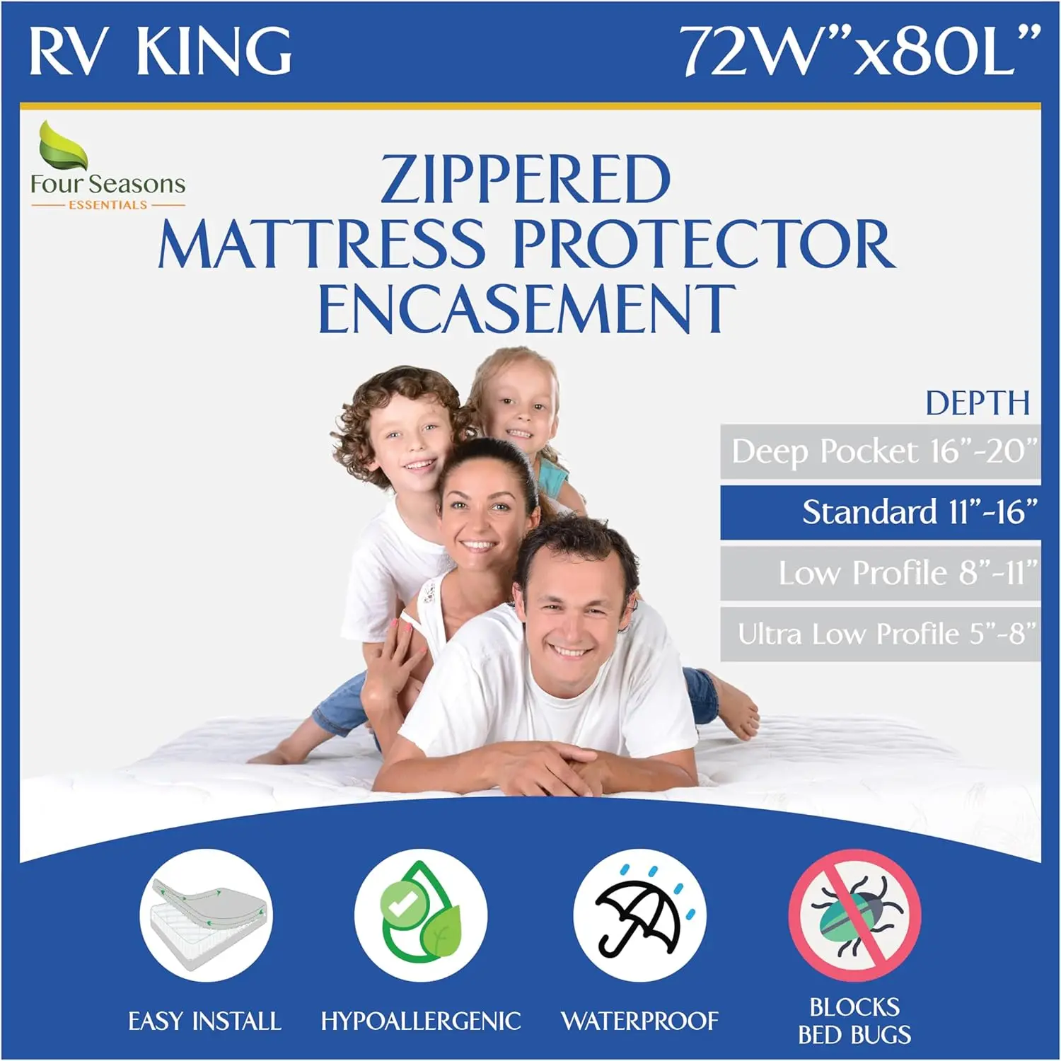 Rv King Zippered Mattr Protector (72"" Wx80 L) - Waterproof Encasement Premium Hypoallergenic Bed Cover Protects Against
Rv King Zippered Mattr Protector (72"" Wx80 L) - Waterproof Encasement Premium Hypoallergenic Bed Cover Protects Against