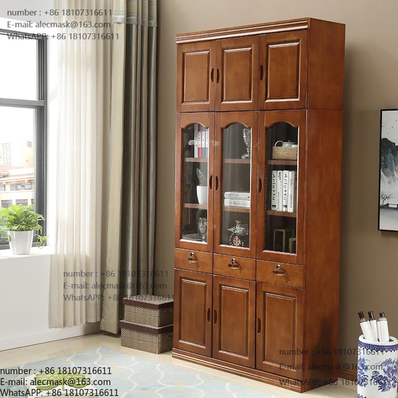 Chinese solid wood bookcase, study children's room 3 doors plus top bookcase office file cabinet rubber wood office furniture
Chinese solid wood bookcase, study children's room 3 doors plus top bookcase office file cabinet rubber wood office furniture