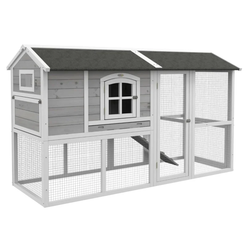 Light Gray 77.5\" X 32.5\" X 46\" Wooden Chicken Coop Hen House Nesting Box 4 Chickens Removable Tray Outdoor Backyard Farm Pet
Light Gray 77.5\" X 32.5\" X 46\" Wooden Chicken Coop Hen House Nesting Box 4 Chickens Removable Tray Outdoor Backyard Farm Pet