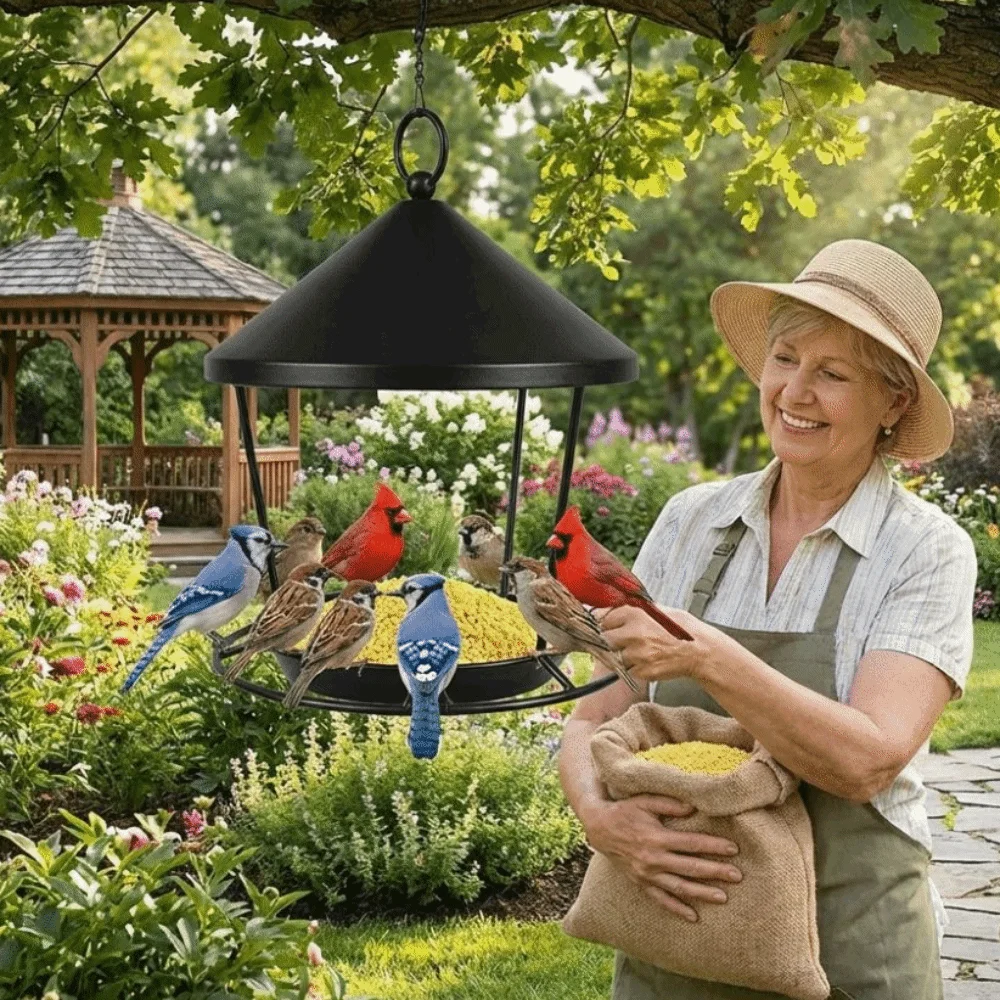 Iron Art Hanging Bird Feeder Spacious Holder Rustproof Bird Feeding Station Large Capacity Decoration Wild Bird Feeder Patio
Iron Art Hanging Bird Feeder Spacious Holder Rustproof Bird Feeding Station Large Capacity Decoration Wild Bird Feeder Patio