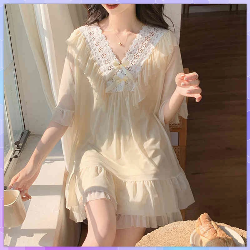 Two-Piece Set Home Wear Suit Sleepwear Women's Pajamas With Shorts Set Sweet Summer Short-Sleeved Sexy Lace Night Gown Sleep Top
Two-Piece Set Home Wear Suit Sleepwear Women's Pajamas With Shorts Set Sweet Summer Short-Sleeved Sexy Lace Night Gown Sleep Top