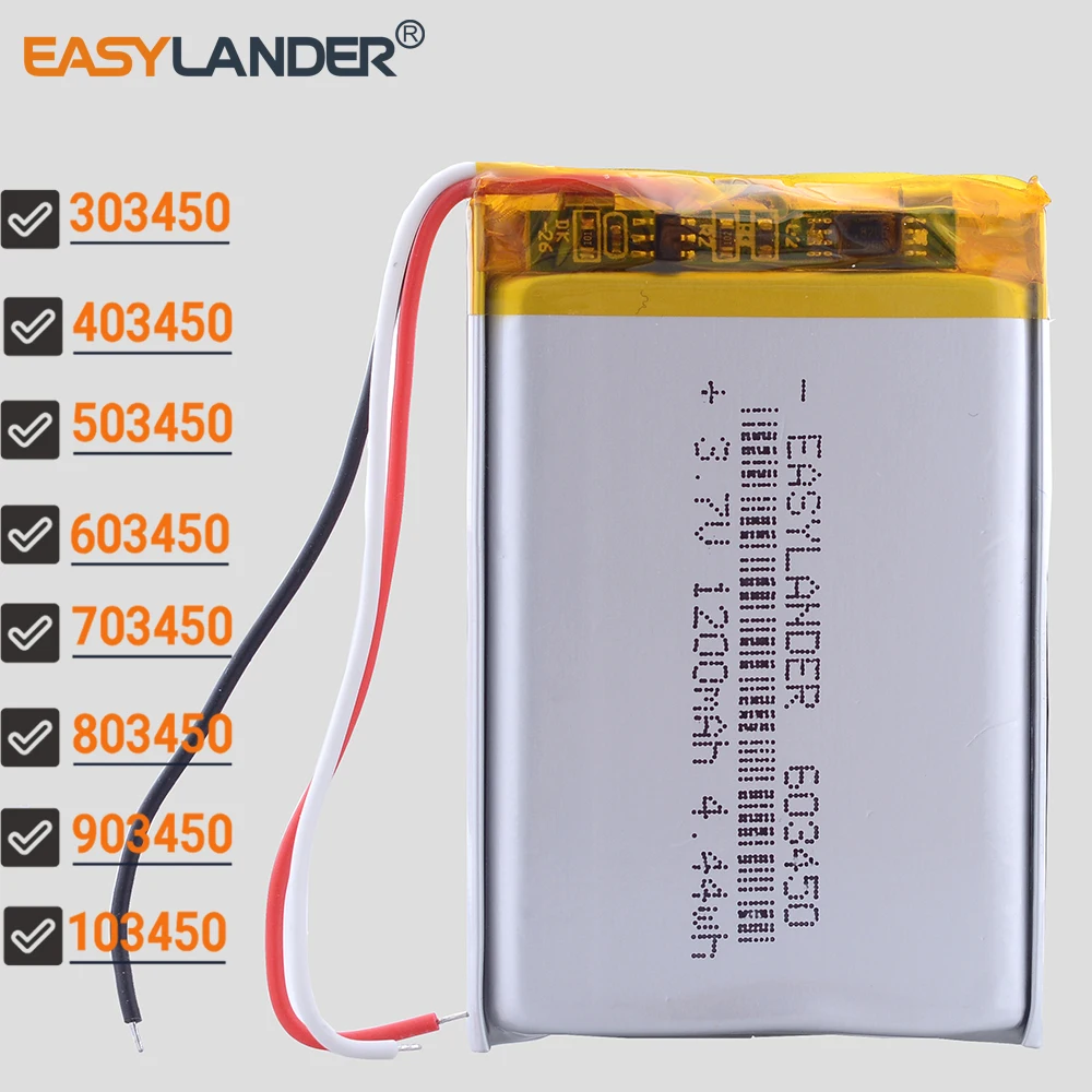 3Lines 403450 3.7V 700mAh Lithium Lipo Li-ion Polymer Battery 303450 503450 603450 703450 803450 903450 103450 123450
3Lines 403450 3.7V 700mAh Lithium Lipo Li-ion Polymer Battery 303450 503450 603450 703450 803450 903450 103450 123450