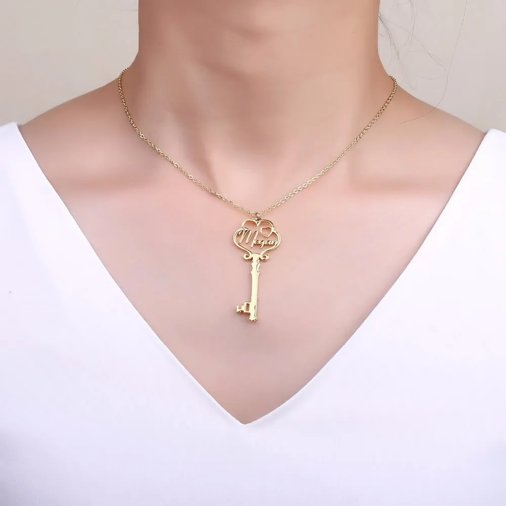 LOVE & NAME Custom Key Name Necklace Personalized Fashion Stainless Steel Pendant Heart Letter One Hole Chain for Women Gift
LOVE & NAME Custom Key Name Necklace Personalized Fashion Stainless Steel Pendant Heart Letter One Hole Chain for Women Gift