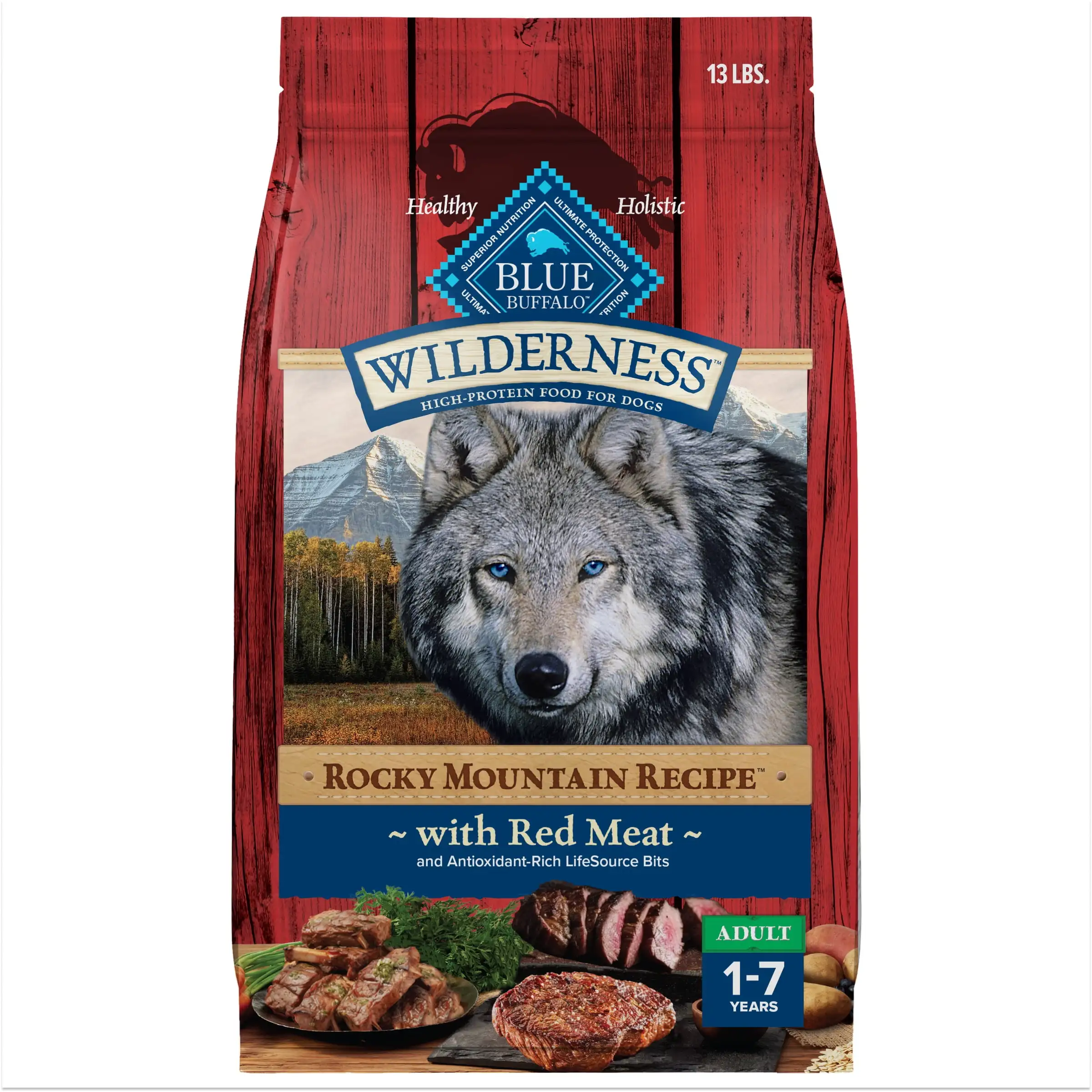 Сухой корм для собак Wilderness Rocky Mountain Recipe, красное мясо и зерно, 13 фунтов
Сухой корм для собак Wilderness Rocky Mountain Recipe, красное мясо и зерно, 13 фунтов