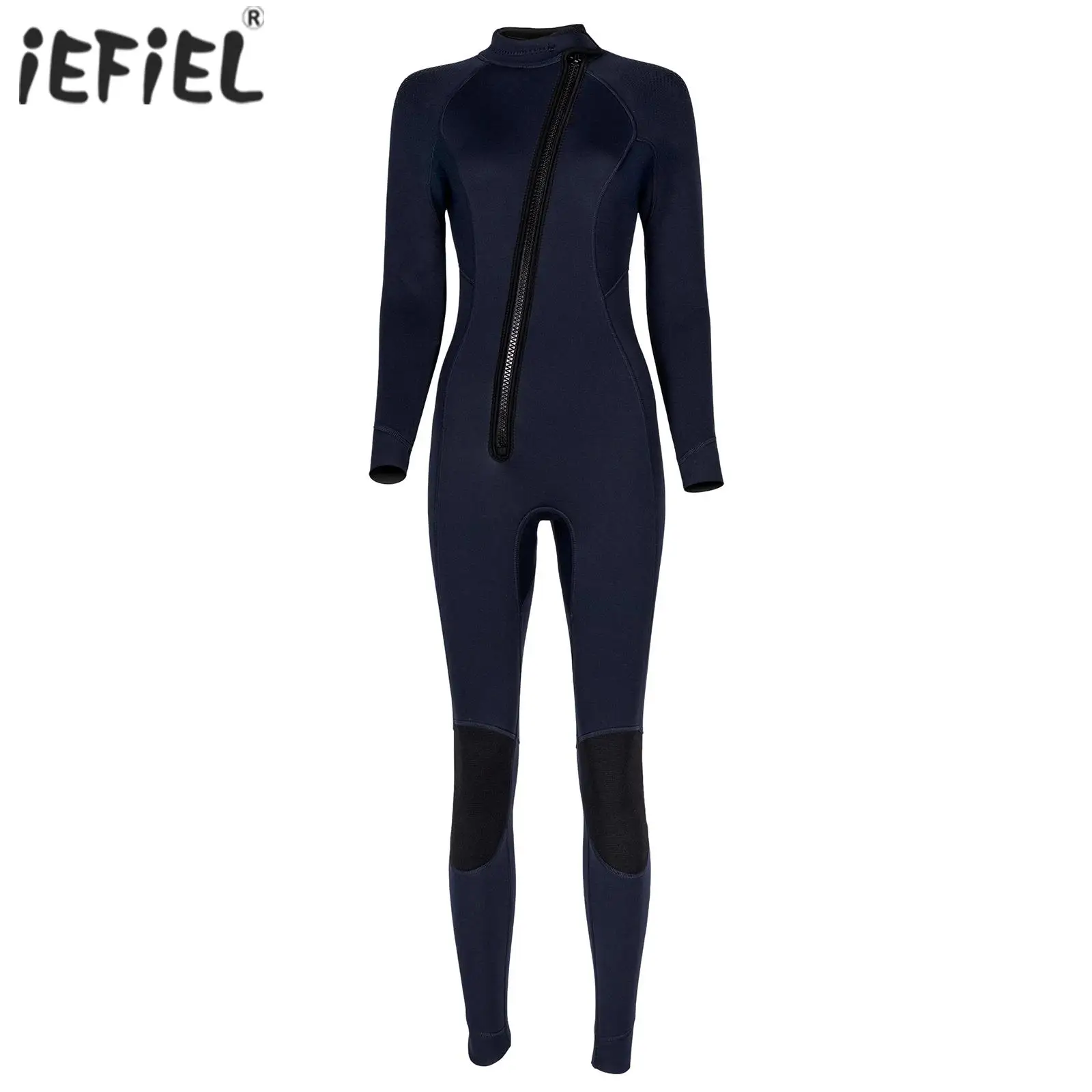 Women 3mm Neoprene One-Piece Thermal Wetsuit Mock Neck Long Sleeve Front Zipper Jumpsuit for Swimming Surfing Snorkeling Diving
Women 3mm Neoprene One-Piece Thermal Wetsuit Mock Neck Long Sleeve Front Zipper Jumpsuit for Swimming Surfing Snorkeling Diving