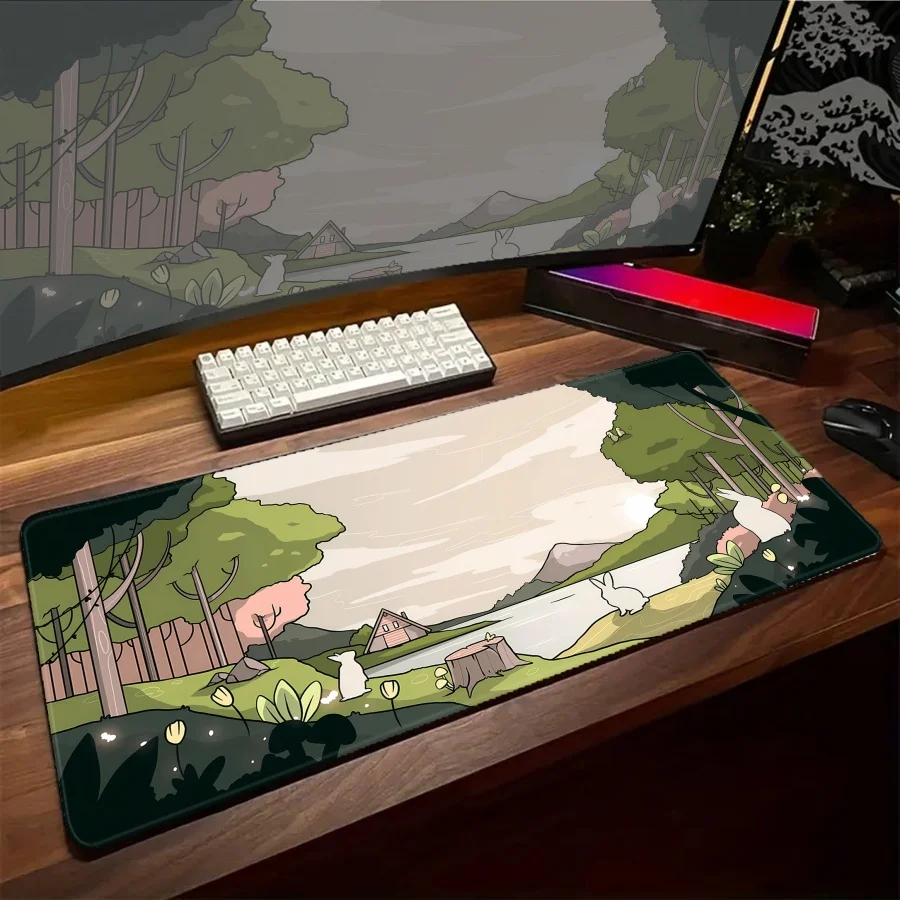 PC Mouse Pad Rabbit Gaming Speed Mause Pad Office Accessories for Desk Mat Keyboard Pads White Mausepad