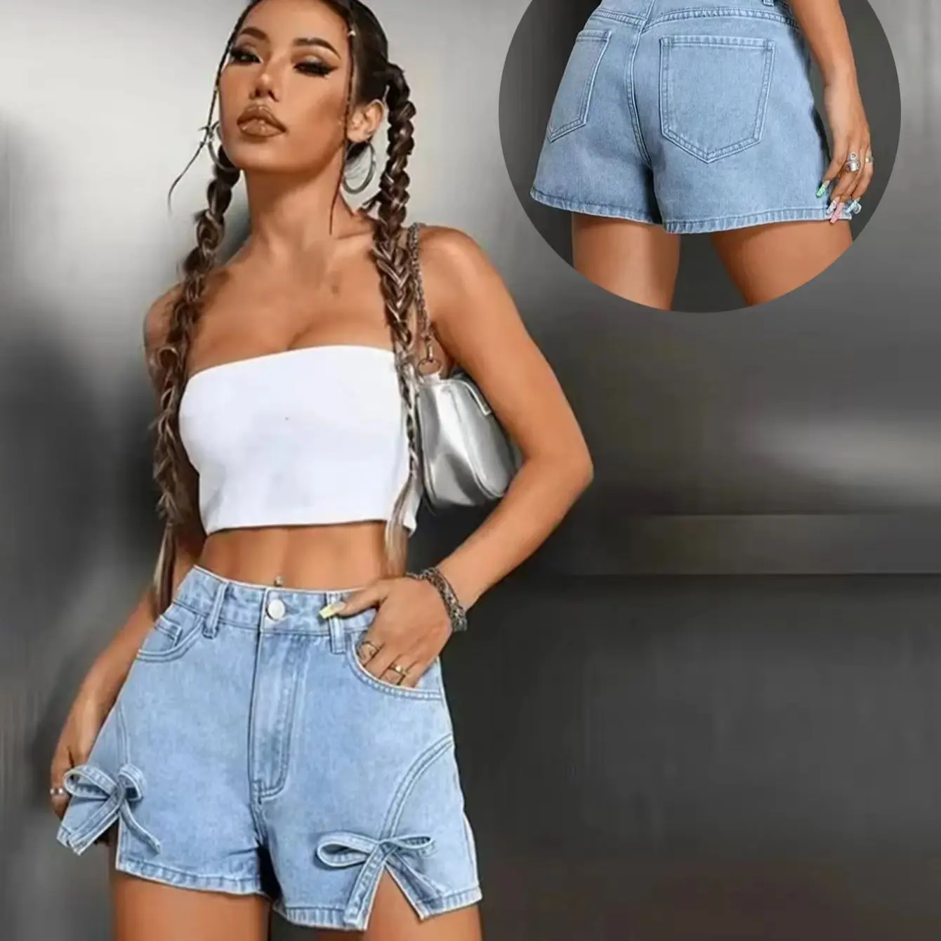 Hot Butterfly Knot High Waist Denim Split Short Pants for Women Clothes Summer New Style Retro Fashion Short roupas feminina
Hot Butterfly Knot High Waist Denim Split Short Pants for Women Clothes Summer New Style Retro Fashion Short roupas feminina
