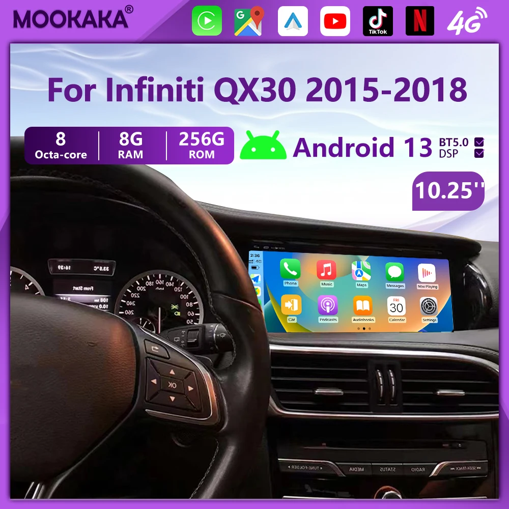 For Infiniti QX30 2015-2018 Android 13.0 Car Radio Multimedia Player GPS Navigation Auto Stereo Radio Head Unit Carplay 2 Din
For Infiniti QX30 2015-2018 Android 13.0 Car Radio Multimedia Player GPS Navigation Auto Stereo Radio Head Unit Carplay 2 Din