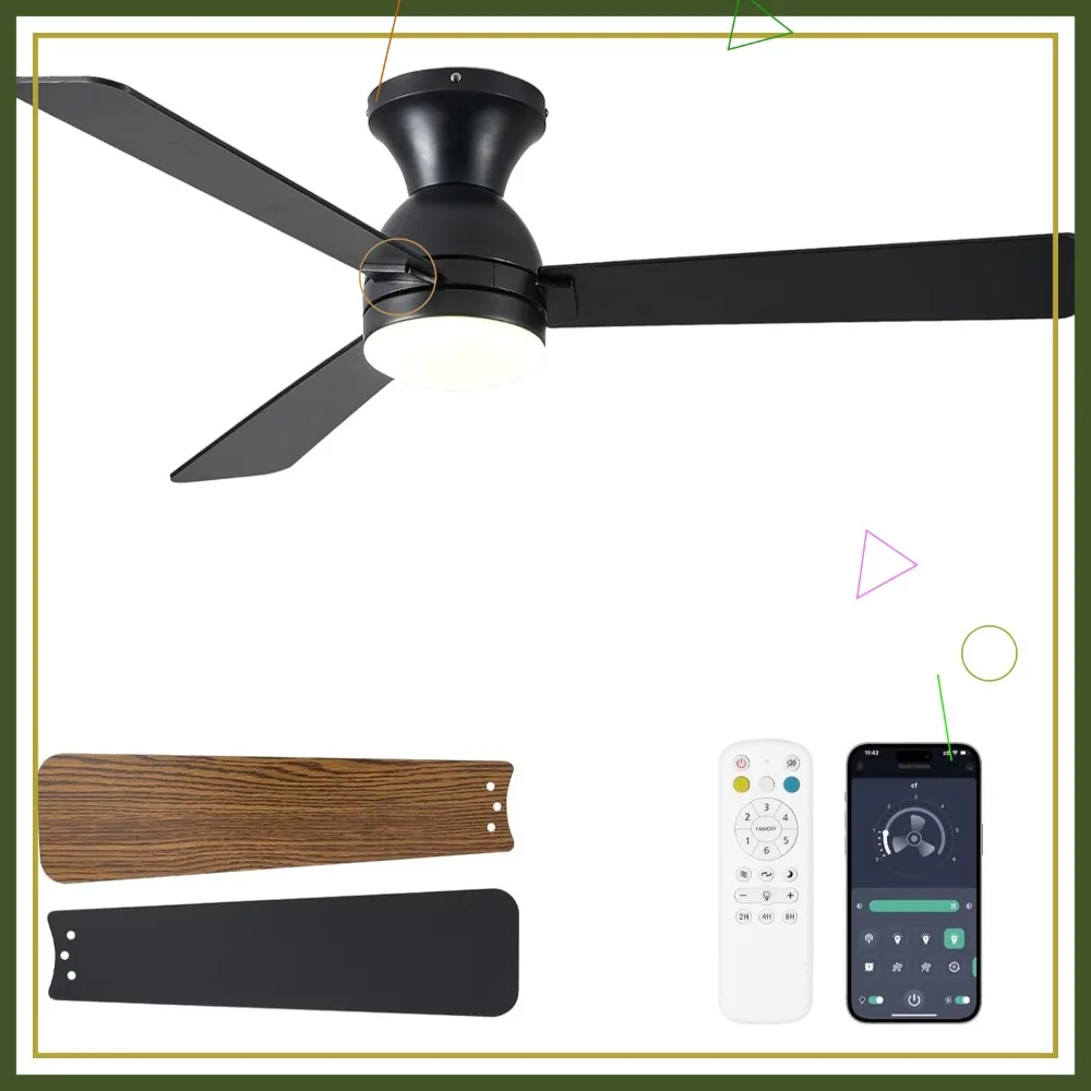 48" Low Profile Ceiling Fan with Light & Remote, Dimmable LED, Noiseless DC Motor, Reversible for Bedroom
48" Low Profile Ceiling Fan with Light & Remote, Dimmable LED, Noiseless DC Motor, Reversible for Bedroom