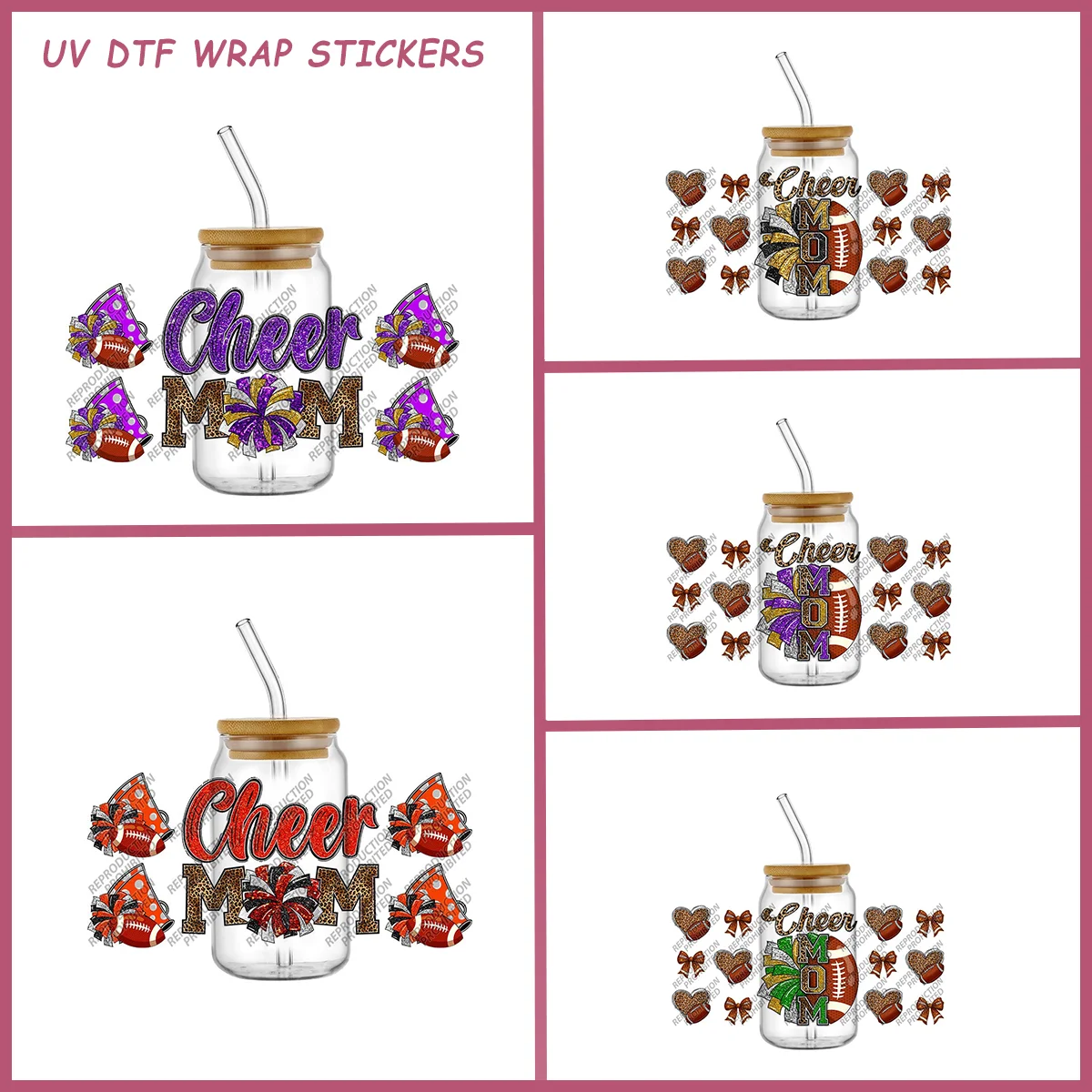 Sports Cheer Mama Uvdtf Stickers Decals for 16oz Glass Football UV DTF Cup Wraps Waterproof Transfer Decal
Sports Cheer Mama Uvdtf Stickers Decals for 16oz Glass Football UV DTF Cup Wraps Waterproof Transfer Decal