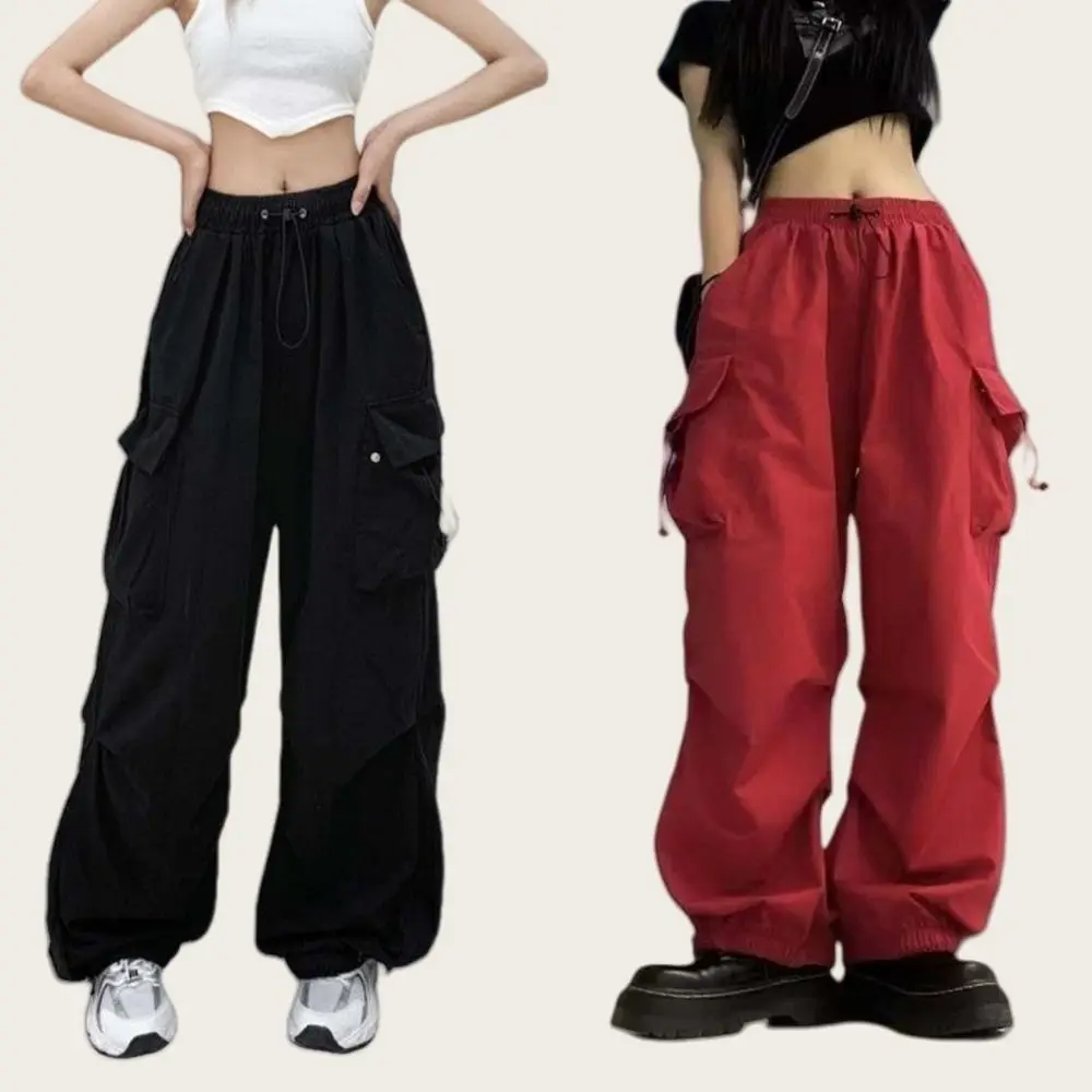 Elasticated Waist Women Drawstring Pants Long Trousers Hip Hop Baggy Cargo Pants Multi-pockets Black Red Women's Harem Pants
Elasticated Waist Women Drawstring Pants Long Trousers Hip Hop Baggy Cargo Pants Multi-pockets Black Red Women's Harem Pants