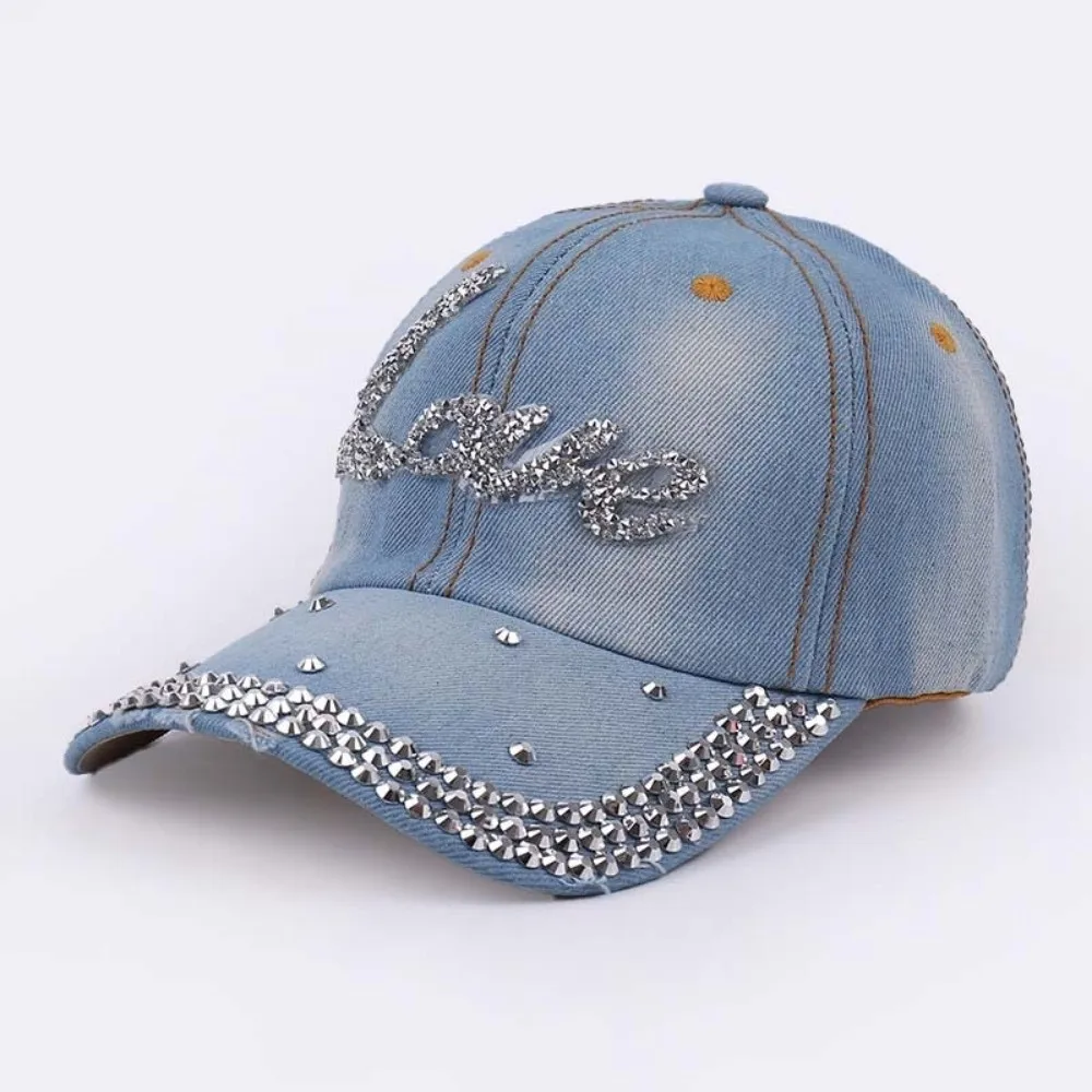 Creative Washed Denim Baseball Cap Casual Rhinestone Letter Love Sunshade Hat Adjustable Duckbill Hat Unisex
Creative Washed Denim Baseball Cap Casual Rhinestone Letter Love Sunshade Hat Adjustable Duckbill Hat Unisex