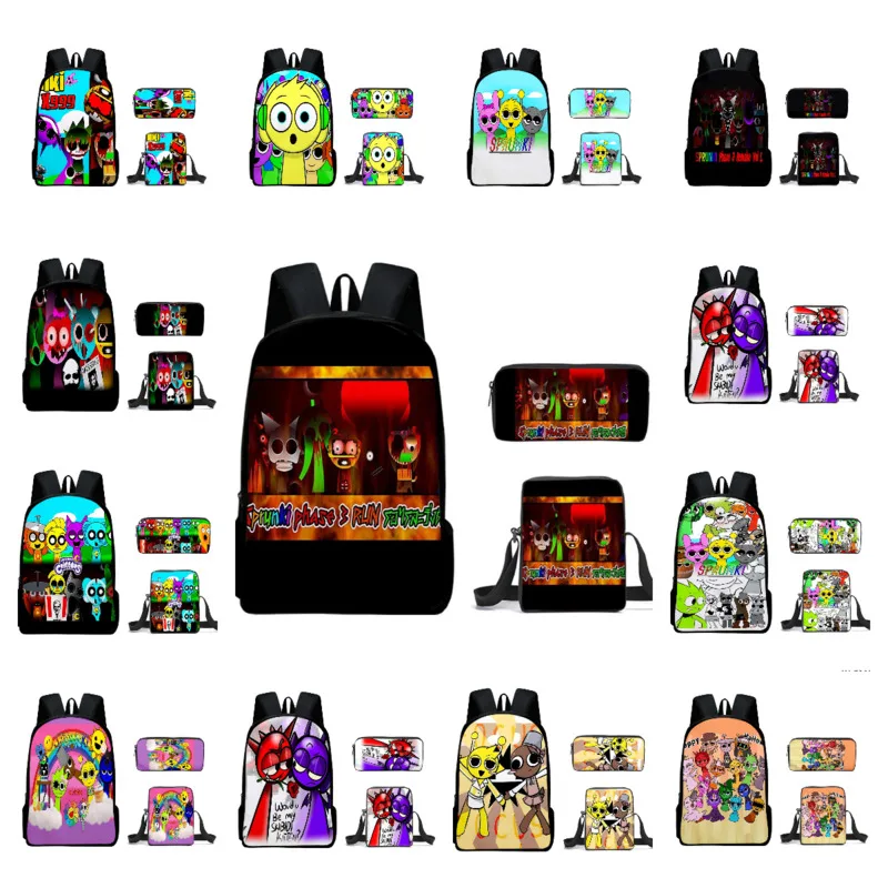 3pcs Sprunki Backpack Set Pencil Case Lunch Bag Stylish Zipper Backpack Lunch Box School Bag Student Stationery Children's Gifts
3pcs Sprunki Backpack Set Pencil Case Lunch Bag Stylish Zipper Backpack Lunch Box School Bag Student Stationery Children's Gifts