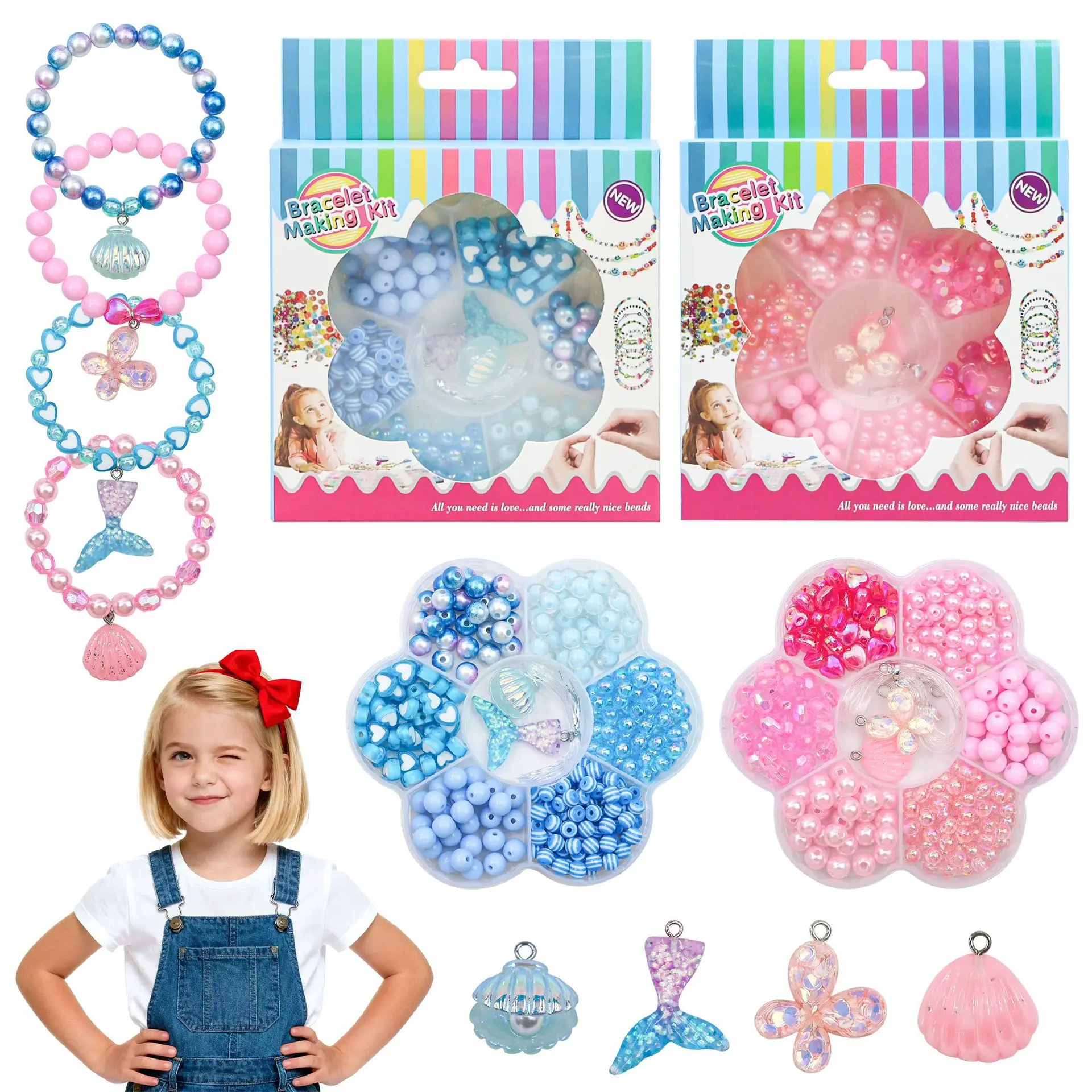 Kids Flower Design Beads DIY Jewelry Making Kit Color Gift Box Full Set Handmade Bracelet Necklace Loose Beads Craft Set
Kids Flower Design Beads DIY Jewelry Making Kit Color Gift Box Full Set Handmade Bracelet Necklace Loose Beads Craft Set