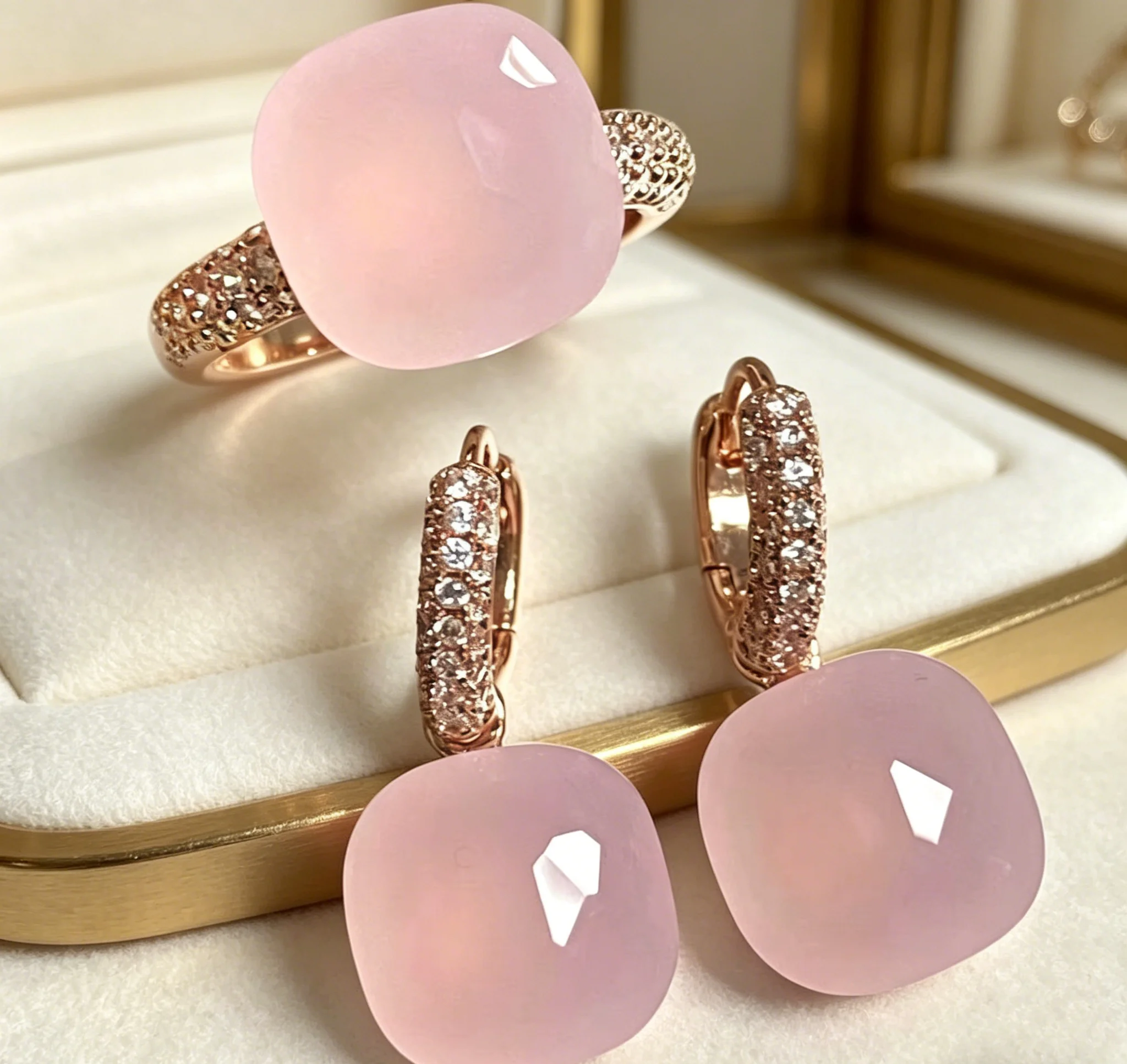 2Pcs/Set 12.6mm Nudo Ring Earrings Jewelry Set Crystal Jewelry Set Rose Gold Plated 40Colors Candy Crystal Jewelry Set
2Pcs/Set 12.6mm Nudo Ring Earrings Jewelry Set Crystal Jewelry Set Rose Gold Plated 40Colors Candy Crystal Jewelry Set