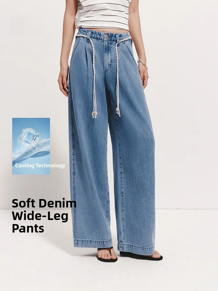 Semir Women's Wide Leg Jeans Summer Cool Feeling Belted Loose Long Pants Fashionable Loose Fit Casual Straight Leg Trousers
Semir Women's Wide Leg Jeans Summer Cool Feeling Belted Loose Long Pants Fashionable Loose Fit Casual Straight Leg Trousers
