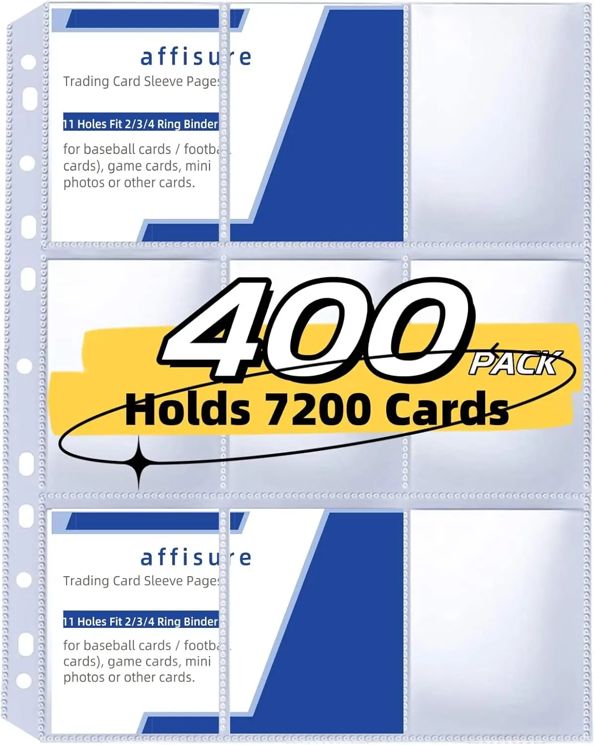 400 Pack 9 Pocket Trading Card Binder Pages, Holds 7200 Cards, Thickened Sleeves for Sports Cards and Coupons
400 Pack 9 Pocket Trading Card Binder Pages, Holds 7200 Cards, Thickened Sleeves for Sports Cards and Coupons
