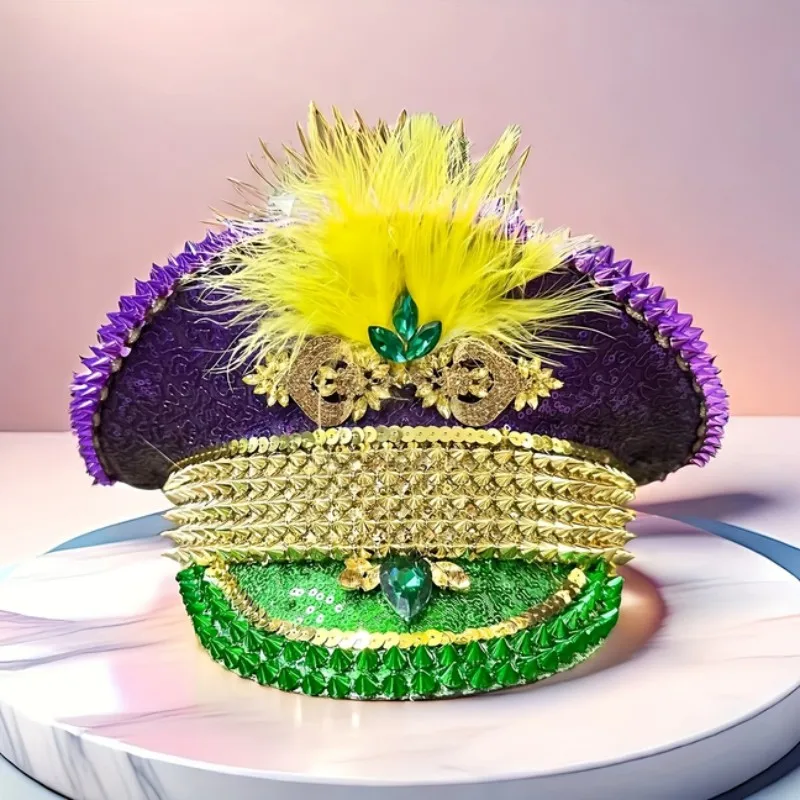 HongLuan красочная роскошная дискотека Марди Гра капитанская шляпа со стразами для карнавала, рейв-фестивали, аксессуары и вечерние шляпа для женщин
HongLuan красочная роскошная дискотека Марди Гра капитанская шляпа со стразами для карнавала, рейв-фестивали, аксессуары и вечерние шляпа для женщин