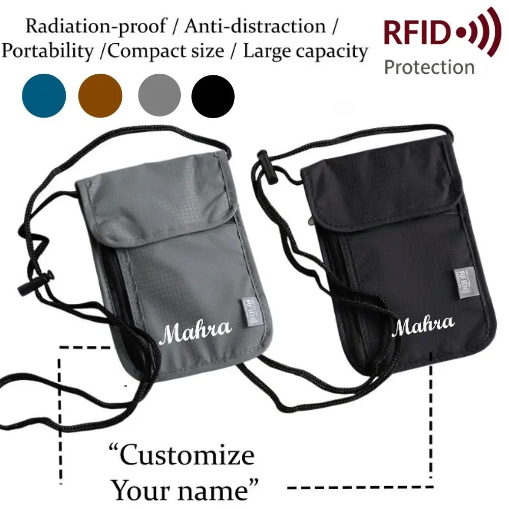Custom Name RFID Blocking Neck Pouch Passport Bag Anti Radiation Nylon Travel Neck Wallet Portable Crossbody ID Card Holder
Custom Name RFID Blocking Neck Pouch Passport Bag Anti Radiation Nylon Travel Neck Wallet Portable Crossbody ID Card Holder