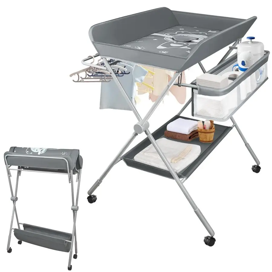 Changing Table, Portable Folding Diaper Changing Station with Wheels, Adjustable Height Nursery Organizer with Safety Belt amp S
Changing Table, Portable Folding Diaper Changing Station with Wheels, Adjustable Height Nursery Organizer with Safety Belt amp S