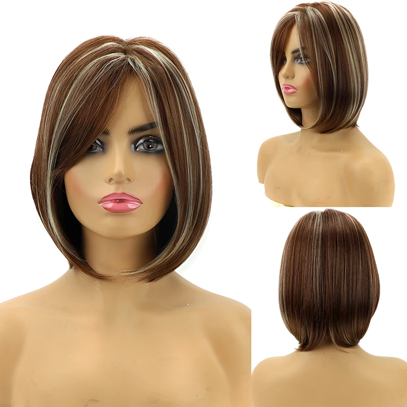 Synthetic Wigs Brown Bob Wig for Women Short Straight hair Wigs With Side Part bangs Wig Cosplay Wigs for
Synthetic Wigs Brown Bob Wig for Women Short Straight hair Wigs With Side Part bangs Wig Cosplay Wigs for