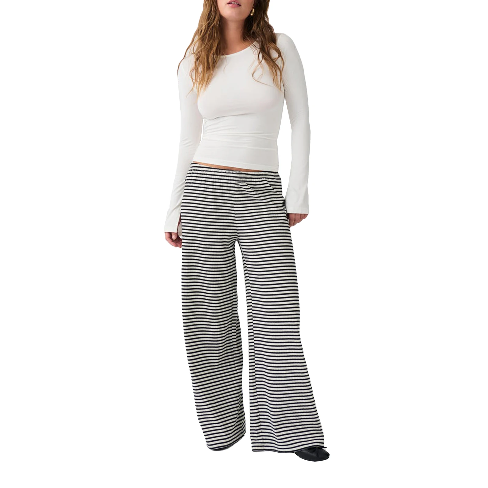 Women's Fall Stripe Print Pants Elastic Waist Casual Fashion Loose Wide Leg Trousers
Women's Fall Stripe Print Pants Elastic Waist Casual Fashion Loose Wide Leg Trousers