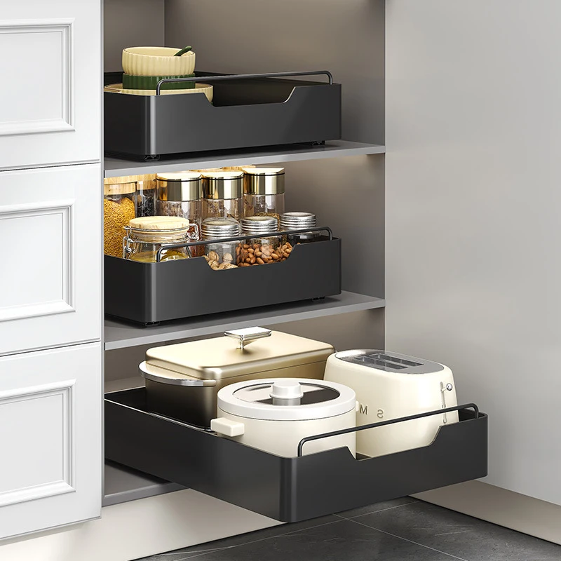 Metal Kitchen Storage Rack with Sliding Drawer Trays & Spice Organizer Pull-Out Kitchen Cabinet Shelf
Metal Kitchen Storage Rack with Sliding Drawer Trays & Spice Organizer Pull-Out Kitchen Cabinet Shelf