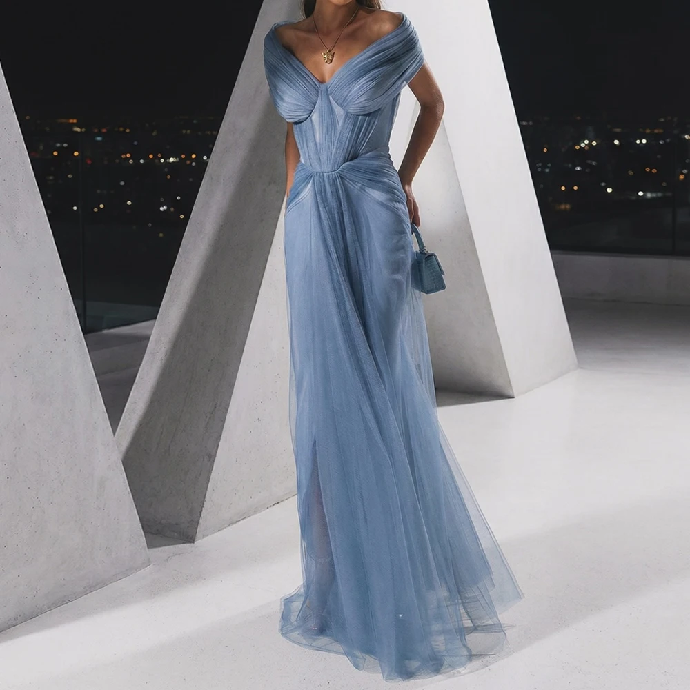 Women's A-line Evening Dresses Floor-length Off The Shoulder Sleeveless Prom Gown Fashion Pleat Simple Draped Customized Gowns
Women's A-line Evening Dresses Floor-length Off The Shoulder Sleeveless Prom Gown Fashion Pleat Simple Draped Customized Gowns