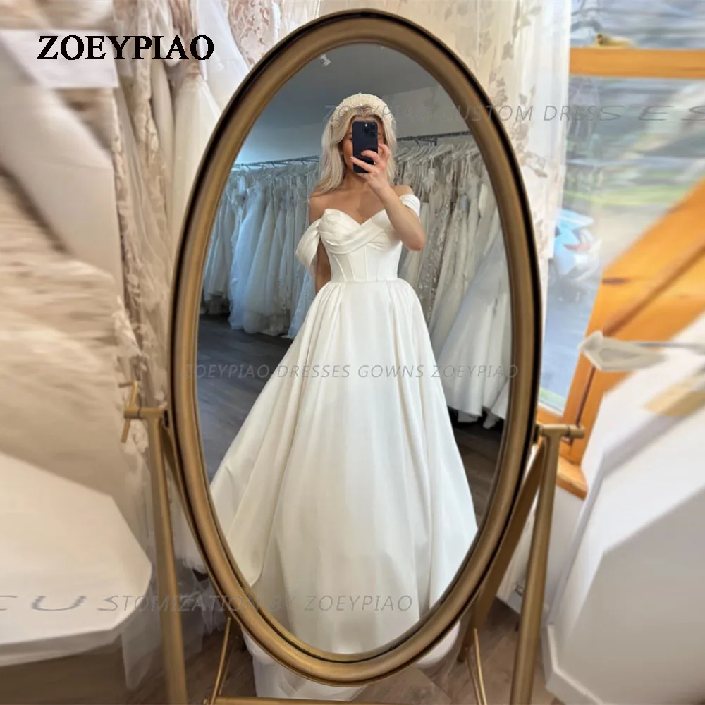 Luxury Satin A Line Long Wedding Dress Bridal Gowns Sweetheart Off Shoulder Short Sleeves Bride Bridal Dresses Vestidos De Novia
Luxury Satin A Line Long Wedding Dress Bridal Gowns Sweetheart Off Shoulder Short Sleeves Bride Bridal Dresses Vestidos De Novia