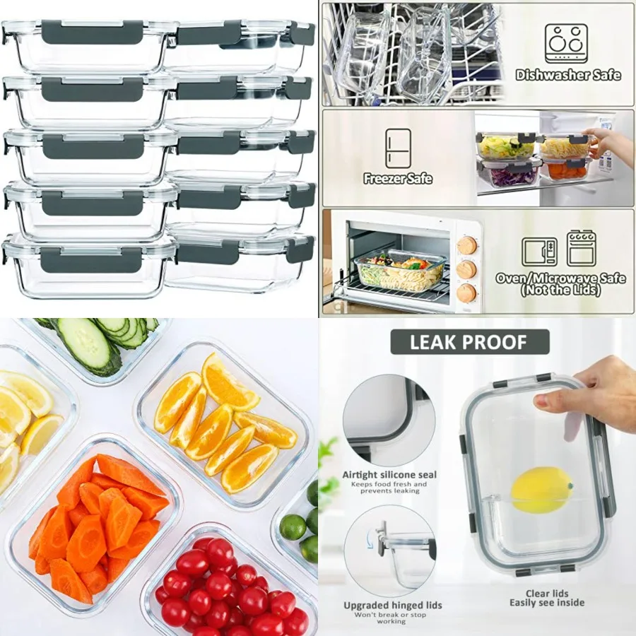 10-Pack, 22 Oz Glass Meal Prep Containers, Glass Food Storage Containers with lids, Lunch Containers, Microwave, Oven, Freezer
10-Pack, 22 Oz Glass Meal Prep Containers, Glass Food Storage Containers with lids, Lunch Containers, Microwave, Oven, Freezer