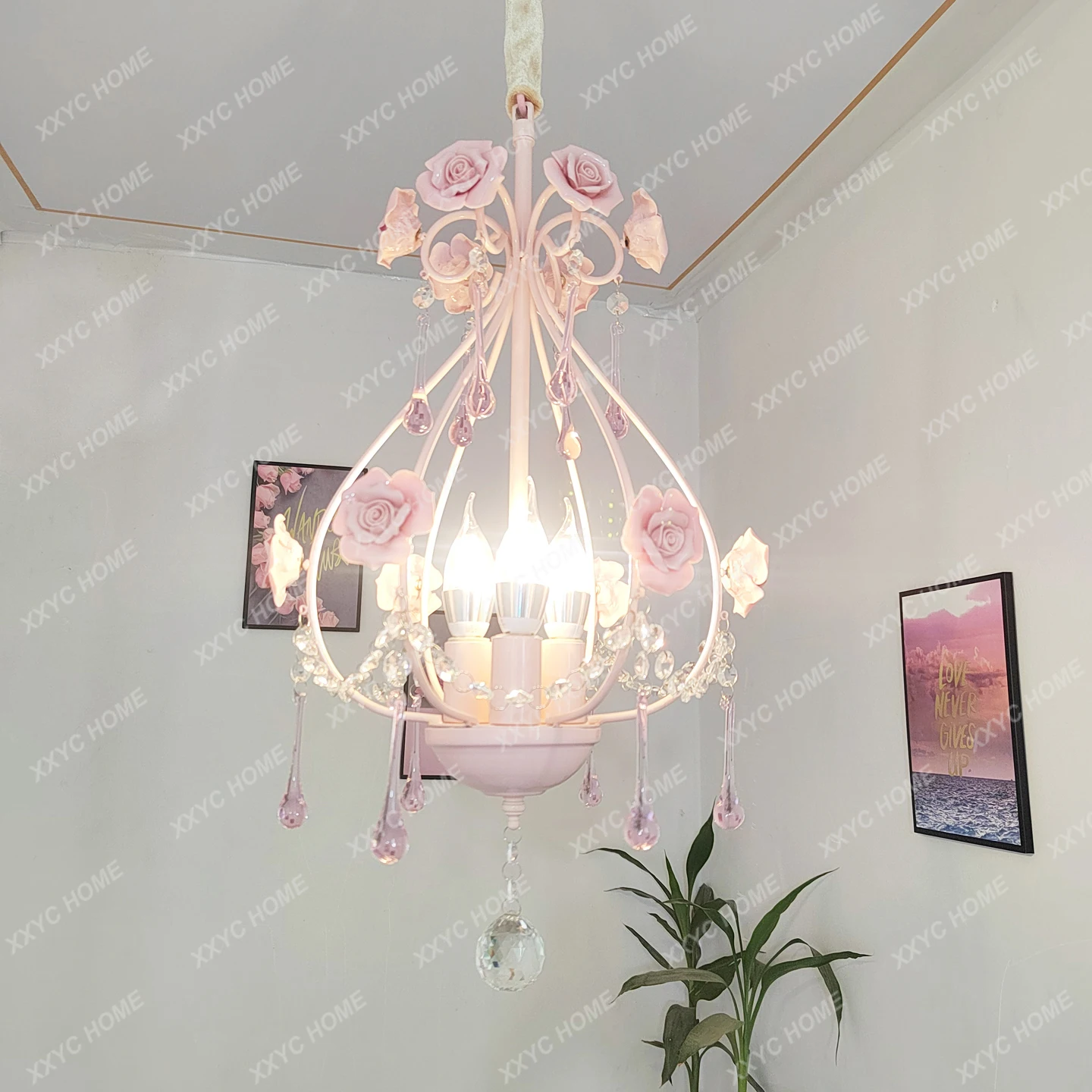 Korean princess room chandelier pink bedroom decorative lamp manicure lamp American children girl room crystal lamp
Korean princess room chandelier pink bedroom decorative lamp manicure lamp American children girl room crystal lamp