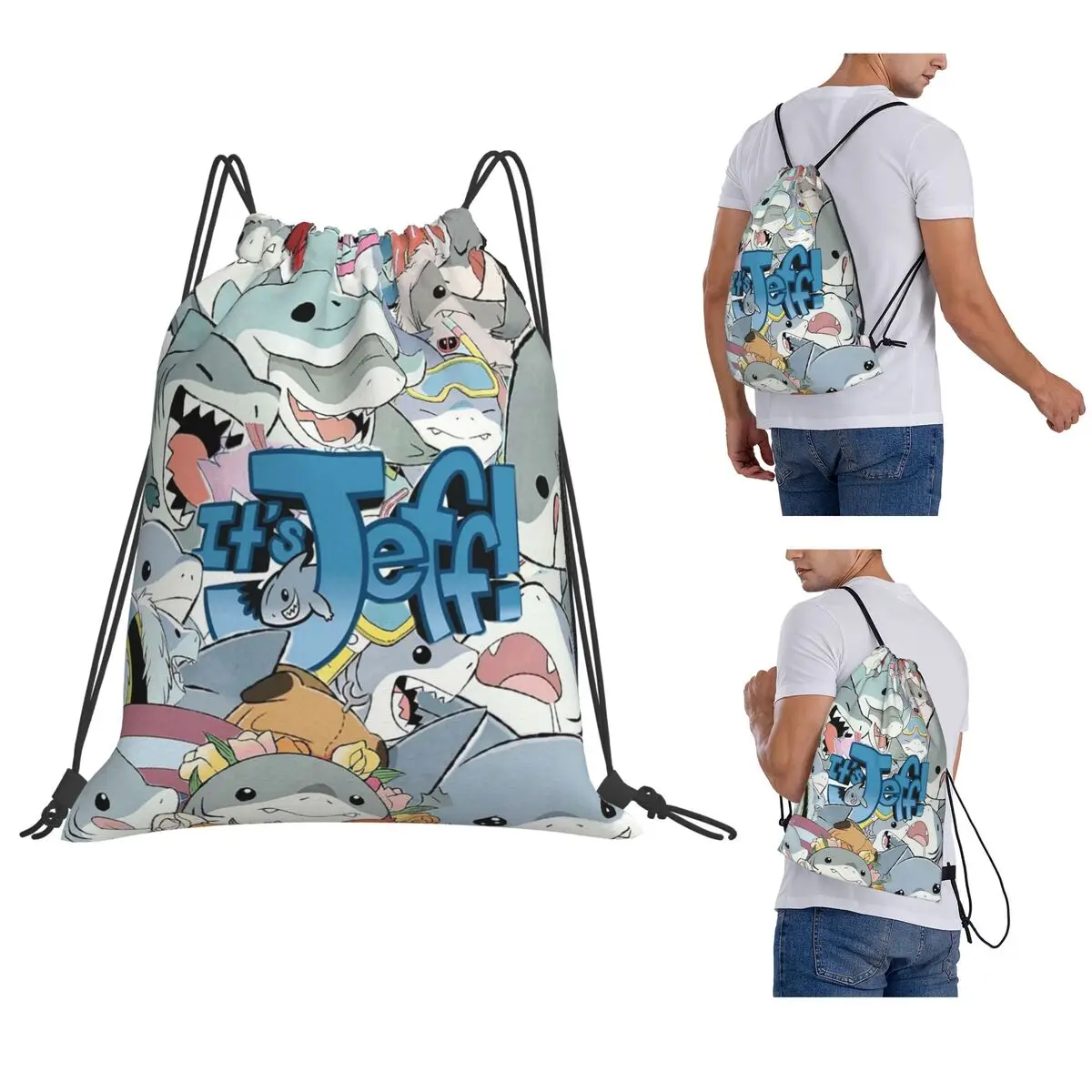 Cute Jeff The Land Shark Cartoon Backpacks Casual Drawstring Bundle Pocket Sports Bag Book Bags for Travel Students
Cute Jeff The Land Shark Cartoon Backpacks Casual Drawstring Bundle Pocket Sports Bag Book Bags for Travel Students