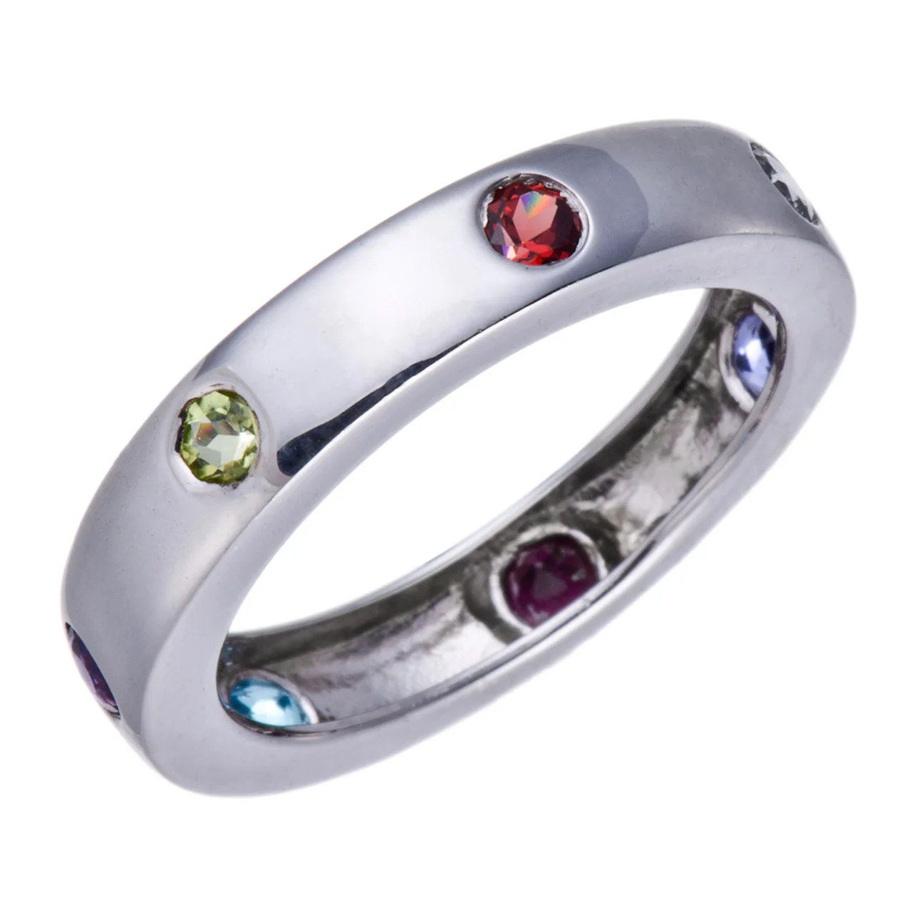 Peridot,Swiss Blue Topaz,Amethyst,Citrine,Garnet,Iolite,Aquamarine Rhodium Over Sterling Silver Ring 0.83ctw 
Peridot,Swiss Blue Topaz,Amethyst,Citrine,Garnet,Iolite,Aquamarine Rhodium Over Sterling Silver Ring 0.83ctw