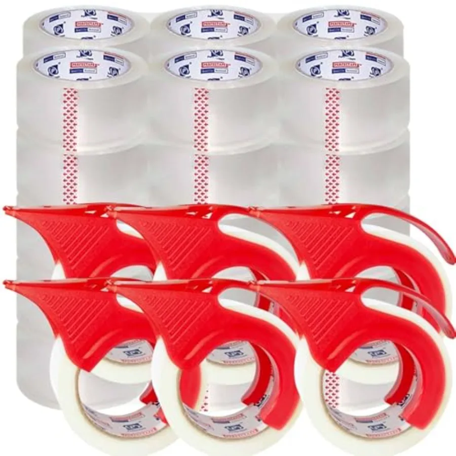 Heavy Duty Packing Tape 36 Rolls with 6 Dispensers Total 1980Y Clear 2.7 mil 1.88 inch x 55 Yards Ultra Strong Refill for Packa
Heavy Duty Packing Tape 36 Rolls with 6 Dispensers Total 1980Y Clear 2.7 mil 1.88 inch x 55 Yards Ultra Strong Refill for Packa