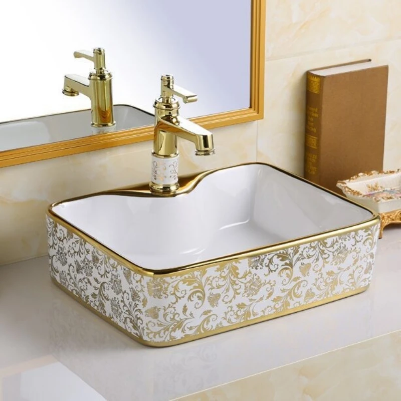 High temperature color gold table basin, bathroom ceramic wash basin
High temperature color gold table basin, bathroom ceramic wash basin