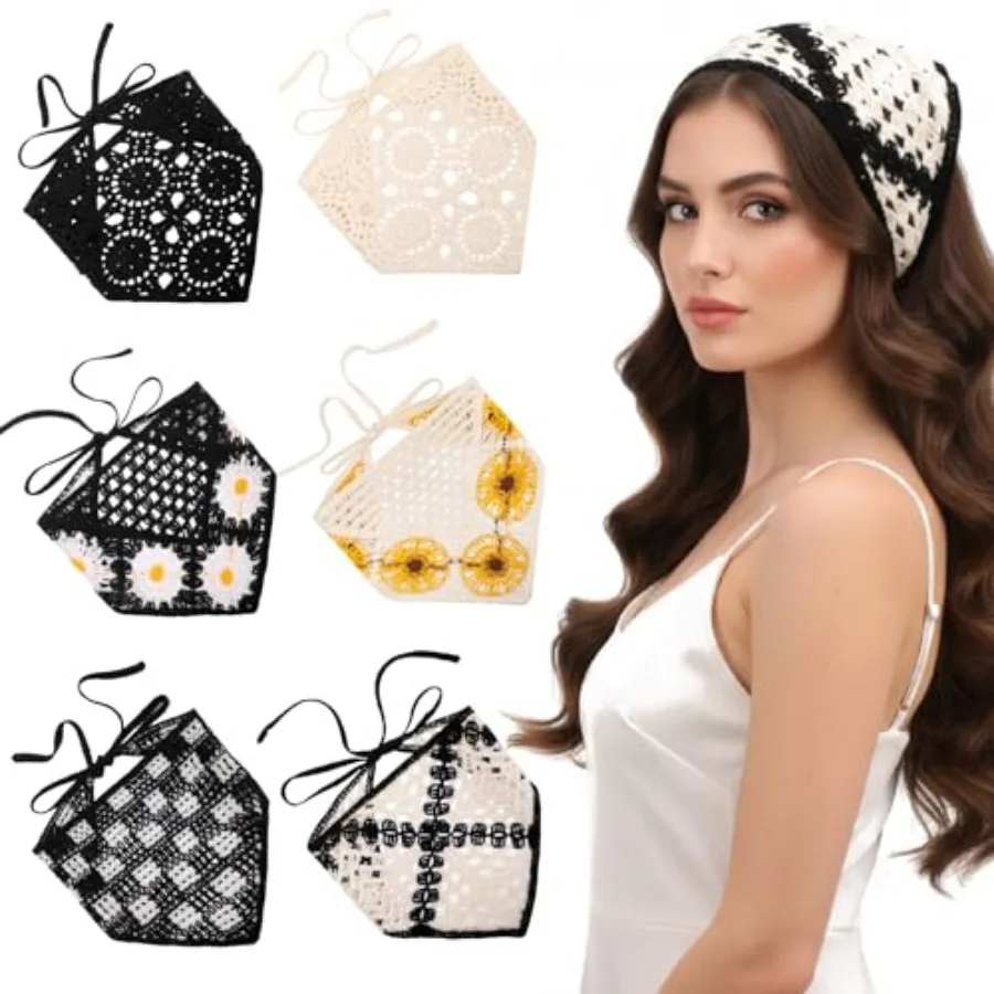 6 Pieces Hair Bandanas Crochet, Knit Head Scarf Bandana Vintage Headband Scarf Tie-Back Floral Daisy Head Coverings
6 Pieces Hair Bandanas Crochet, Knit Head Scarf Bandana Vintage Headband Scarf Tie-Back Floral Daisy Head Coverings