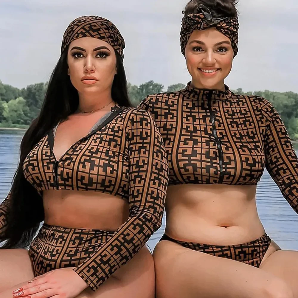 3 Pieces Sunkini Set Geometric Print Bikini Plus Size Women Bandana Zipper Swimwear Split Bathing Suit Swimsuit 5XL Without Hat
3 Pieces Sunkini Set Geometric Print Bikini Plus Size Women Bandana Zipper Swimwear Split Bathing Suit Swimsuit 5XL Without Hat