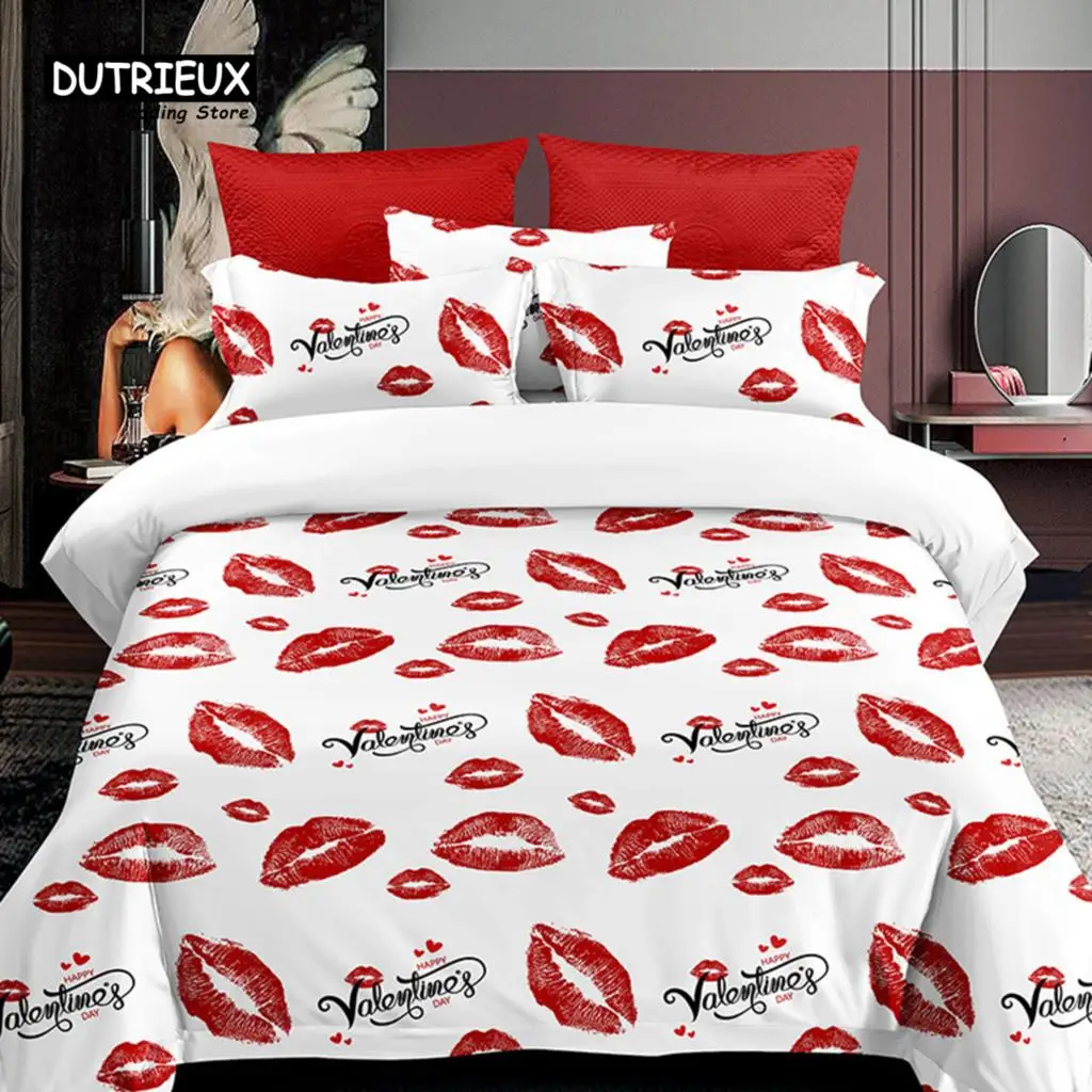 Red Lips Comforter Cover Queen Size For Girls Women Valentine's Day Theme Duvet Cover Microfiber Love Heart Floral Bedding Set
Red Lips Comforter Cover Queen Size For Girls Women Valentine's Day Theme Duvet Cover Microfiber Love Heart Floral Bedding Set