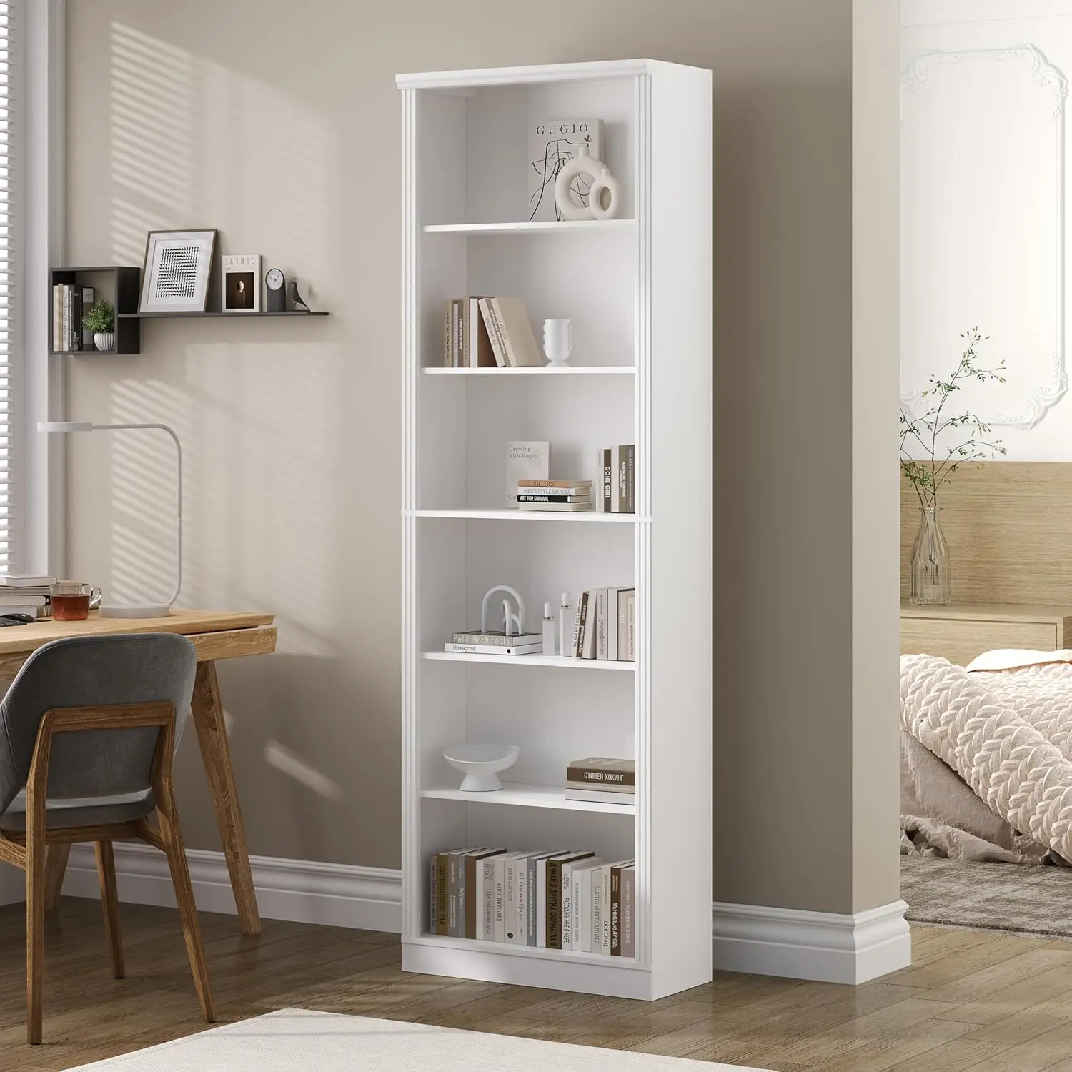 Tall Bookshelf, 6-Tier Bookcase with 2 Adjustable Shelves, Modern Farmhouse Storage for Living Room, Entryway,, Customized
Tall Bookshelf, 6-Tier Bookcase with 2 Adjustable Shelves, Modern Farmhouse Storage for Living Room, Entryway,, Customized