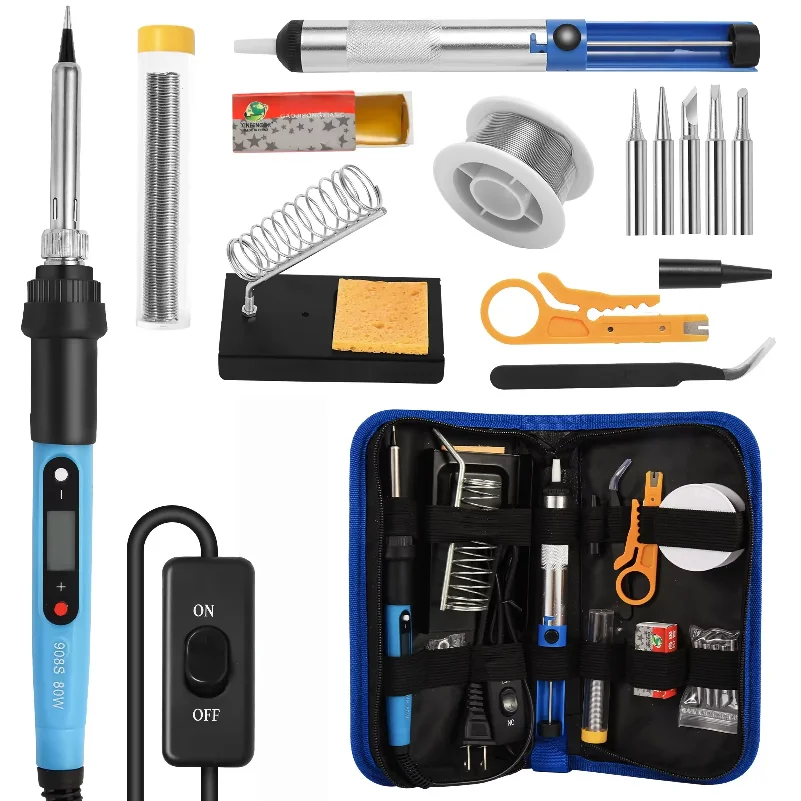 Soldering Iron Kit for Electronics 80W LCD Digital Adjustable Temperature Welding Repair Tools with Switch, Solder Tin Tips
Soldering Iron Kit for Electronics 80W LCD Digital Adjustable Temperature Welding Repair Tools with Switch, Solder Tin Tips