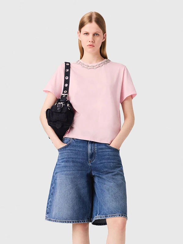 MaSandeM Early Autumn New Faion Diamond Decorated Ruffle ort T-irt Women's Casual Sle Pure Cotton round Ne Top
MaSandeM Early Autumn New Faion Diamond Decorated Ruffle ort T-irt Women's Casual Sle Pure Cotton round Ne Top