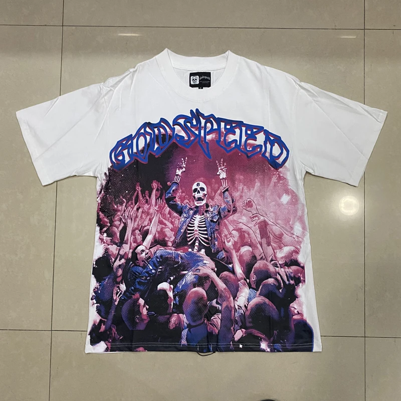 Hip-hop Rock Skull Godspeed T-shirts Men Women Couples Streetwear Round Neck Short Sleeve GOD SPEED Top Tee Clothing
Hip-hop Rock Skull Godspeed T-shirts Men Women Couples Streetwear Round Neck Short Sleeve GOD SPEED Top Tee Clothing