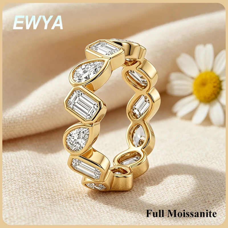 EWYA Bezel Set Full Pear Emerald Cut Moissanite Eternity Row Ring for Women 925 Silver Pass Diamond Test Party Wedding Band Gift
EWYA Bezel Set Full Pear Emerald Cut Moissanite Eternity Row Ring for Women 925 Silver Pass Diamond Test Party Wedding Band Gift
