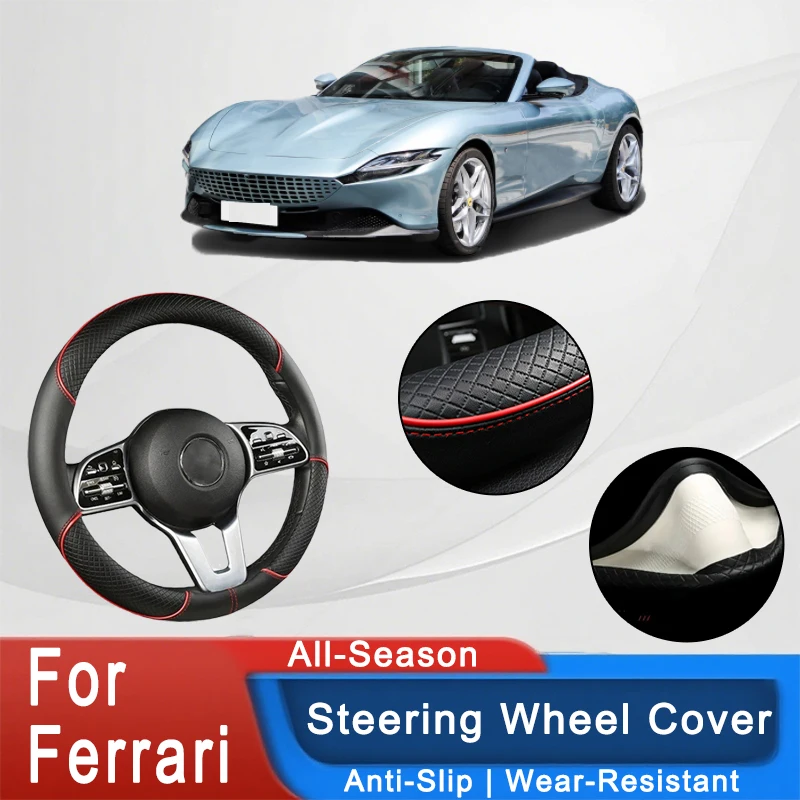For Ferrari Series 38cm Car Leather Steering Wheel Cover- Anti-Slip, Wear-Resistant, All-Season, Universal | Cubre Volante Auto 
For Ferrari Series 38cm Car Leather Steering Wheel Cover- Anti-Slip, Wear-Resistant, All-Season, Universal | Cubre Volante Auto
